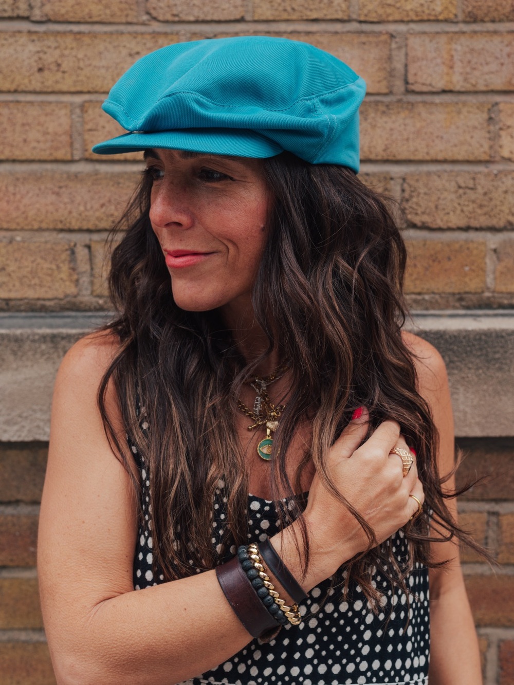 Vintage Turquoise Mod Cap Hat